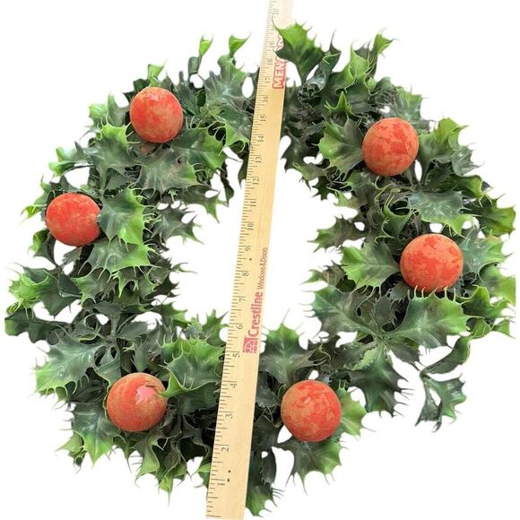 Plastic Christmas Fruit Wreath VTG Holly Holiday Door Decor Santa Mistletoe READ - Picture 6 of 7
